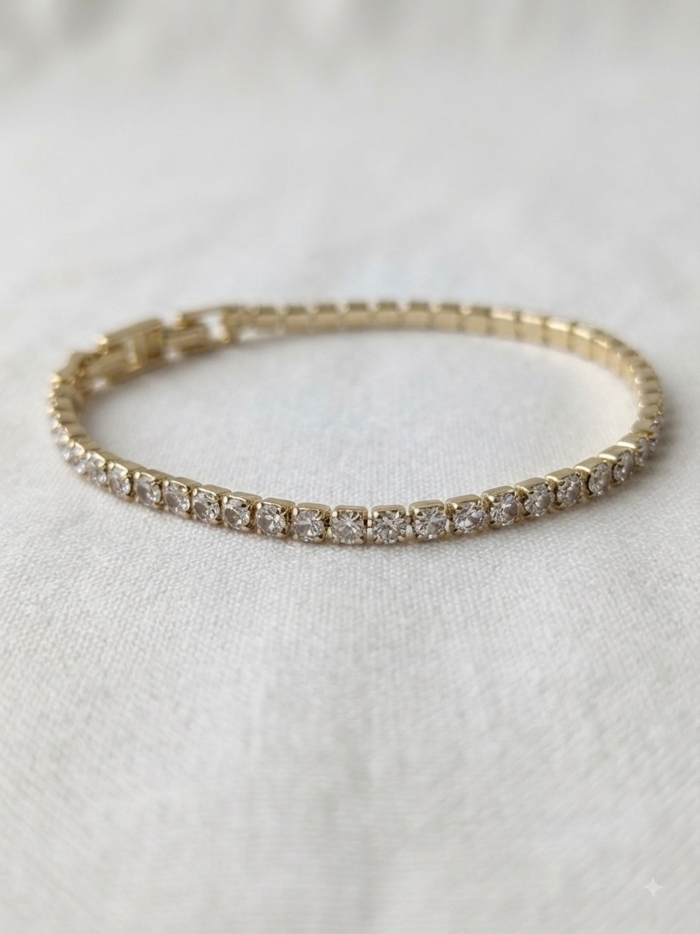 Gold Tennis Bracelet with Clear Stones - Women Jewelry